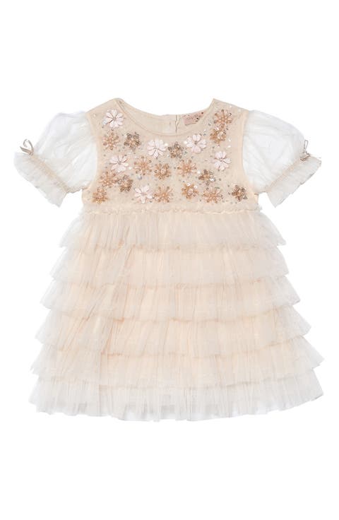 Bebe Marigold Sequin Tulle Ruffle Dress (Baby)