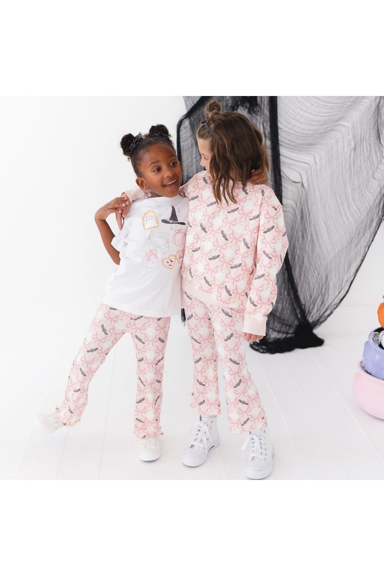 Bat And Ghost Trellis Halloween Flare Legging, Alternate, color, Pink