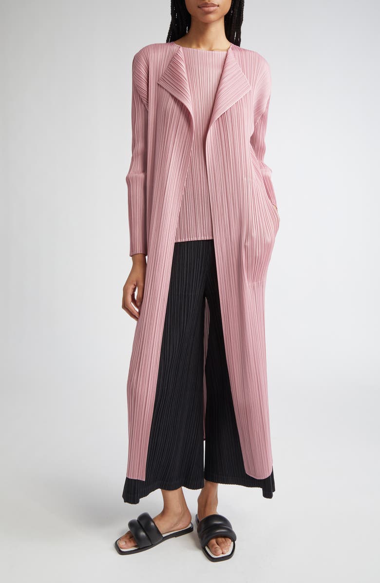 Pleats Please Issey Miyake Monthly Colors September Pleated Coat, Alternate, color, Rose Pink
