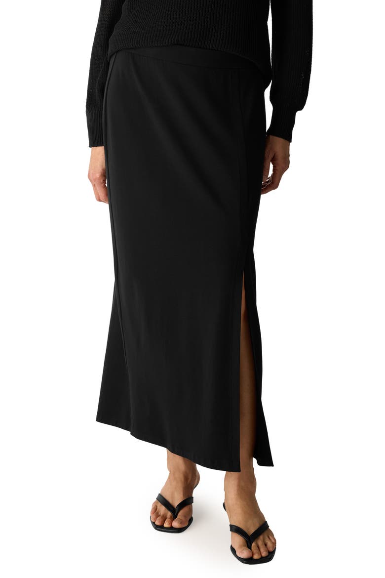 Jersey Midi Skirt, Main, color, BLACK
