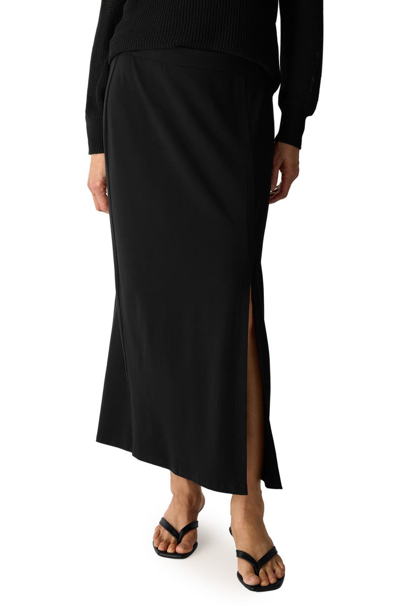 Eileen Fisher Jersey Midi Skirt, Main, color, Black