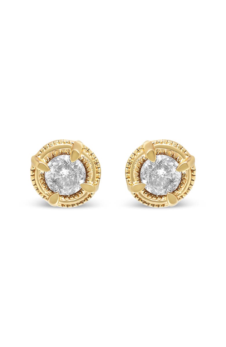 Haus of Brilliance 14K Yellow Gold Plated Silver 1-1/2 Ct Diamond Solitaire Milgrain Stud Earrings, Alternate, color, Yellow