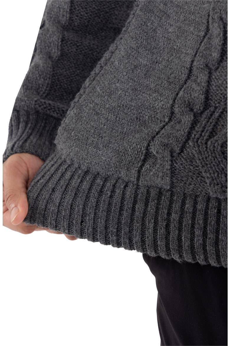 Shawl Collar Cable Knit Cardigan, Alternate, color, CHARCOAL