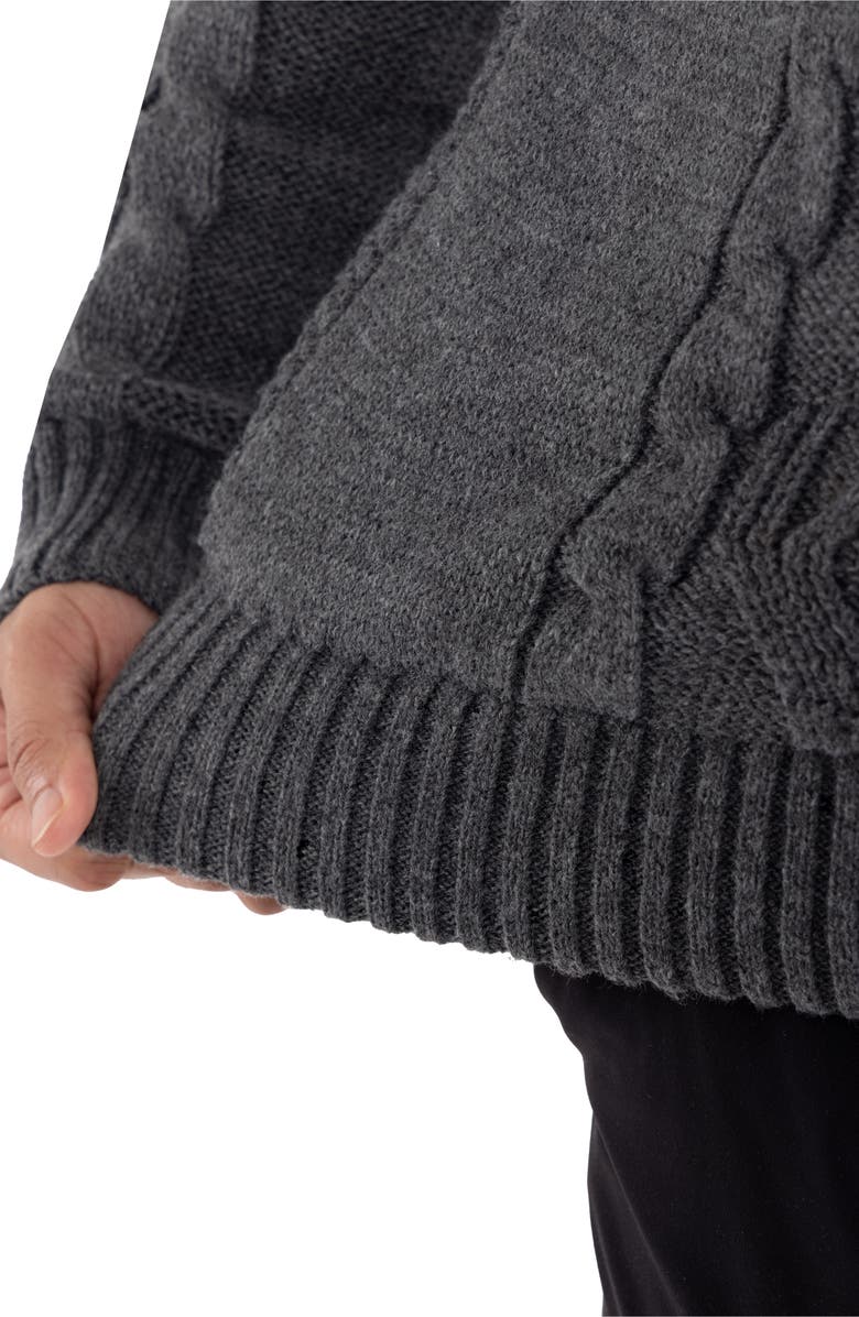 XRAY Shawl Collar Cable Knit Cardigan, Alternate, color, Charcoal