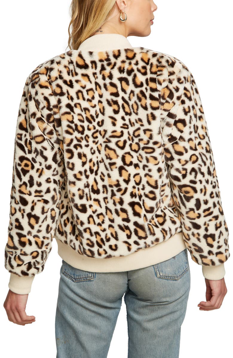 Chaser Faux Fur Leopard Print Bomber Jacket, Alternate, color, 