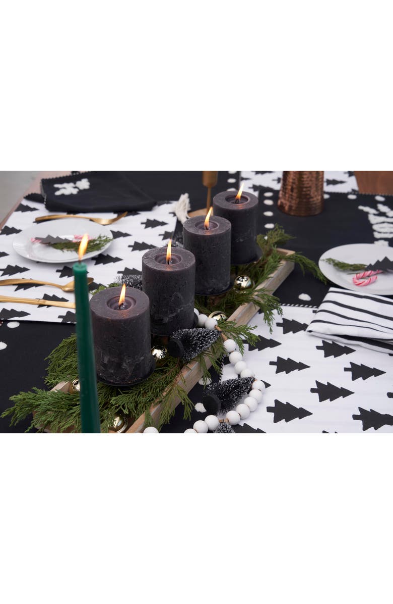 carol & frank Black & White Forest Patten 100% Cotton Christmas Table Runner 14" x 72", Alternate, color, Black