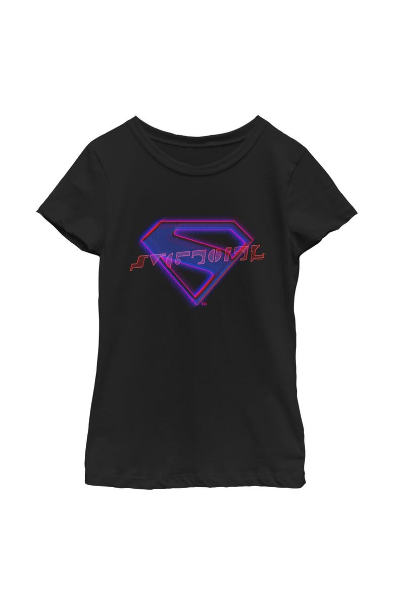 Supergirl Girl's Supergirl Neon Classic Logo Graphic T-Shirt, Main, color, Black