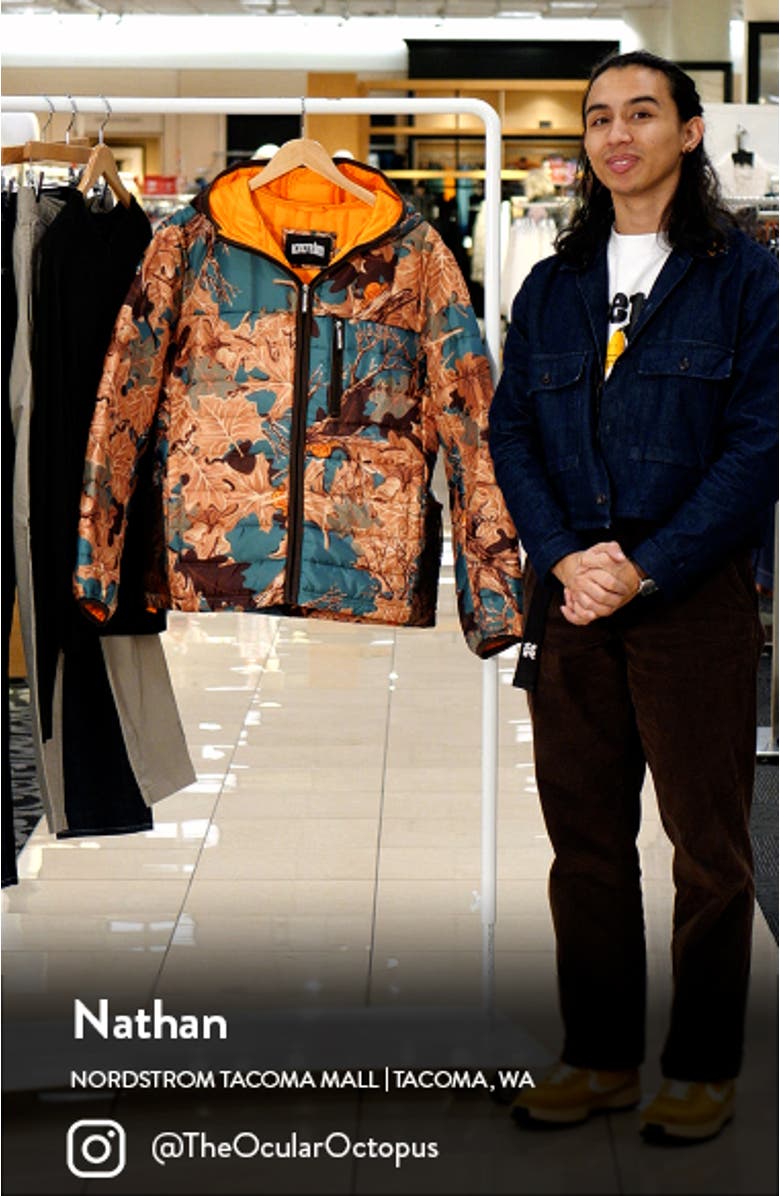 Kale Camouflage Print Puffer Jacket, sales video thumbnail