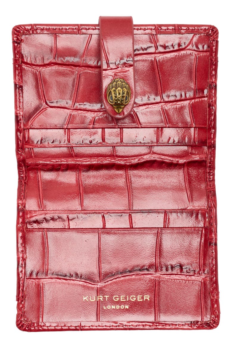 Kensington Snap Flap Card Croc Embossed Wallet, Alternate, color, RED