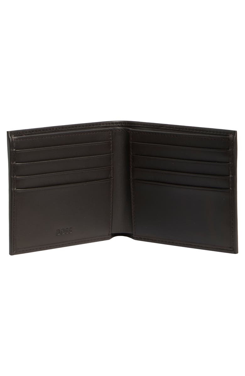 BOSS Randy Leather Bifold Wallet, Alternate, color, Dark Brown