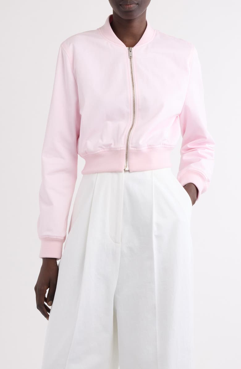 Givenchy Logo Embroidered Crop Bomber Jacket, Main, color, 