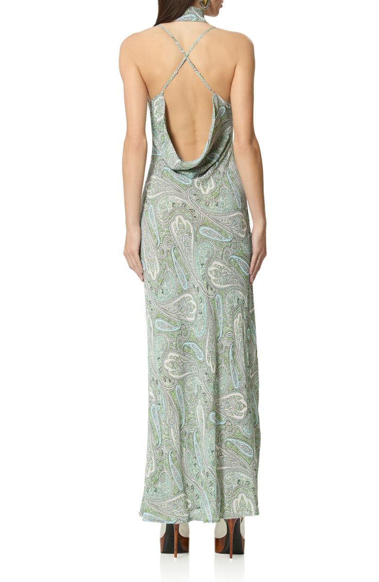 AFRM Cheryl Paisley Slipdress with Scarf, Alternate, color, Aqua Paisley