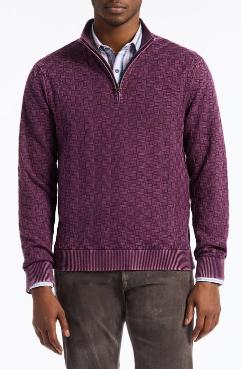 Aubin Basketweave Quarter Zip Sweater