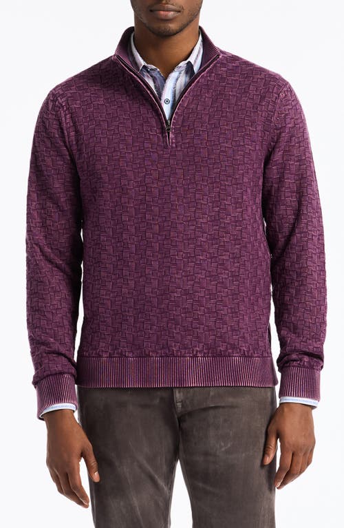 Robert Graham Aubin Basketweave Quarter Zip Sweater In Purple