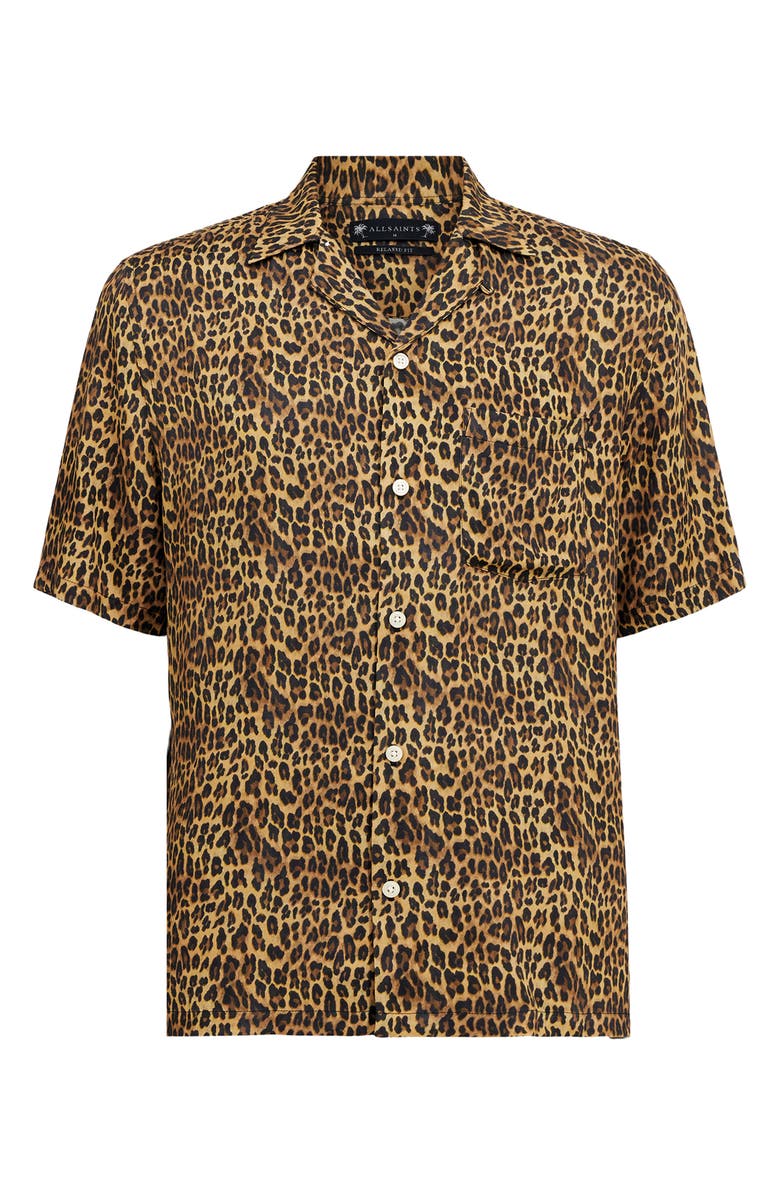 AllSaints Carcle Oversize Leopard Print Camp Shirt, Alternate, color, 