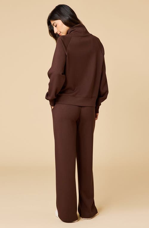Softies Athleisure Mock Neck And Pleated Pant Set In Brown