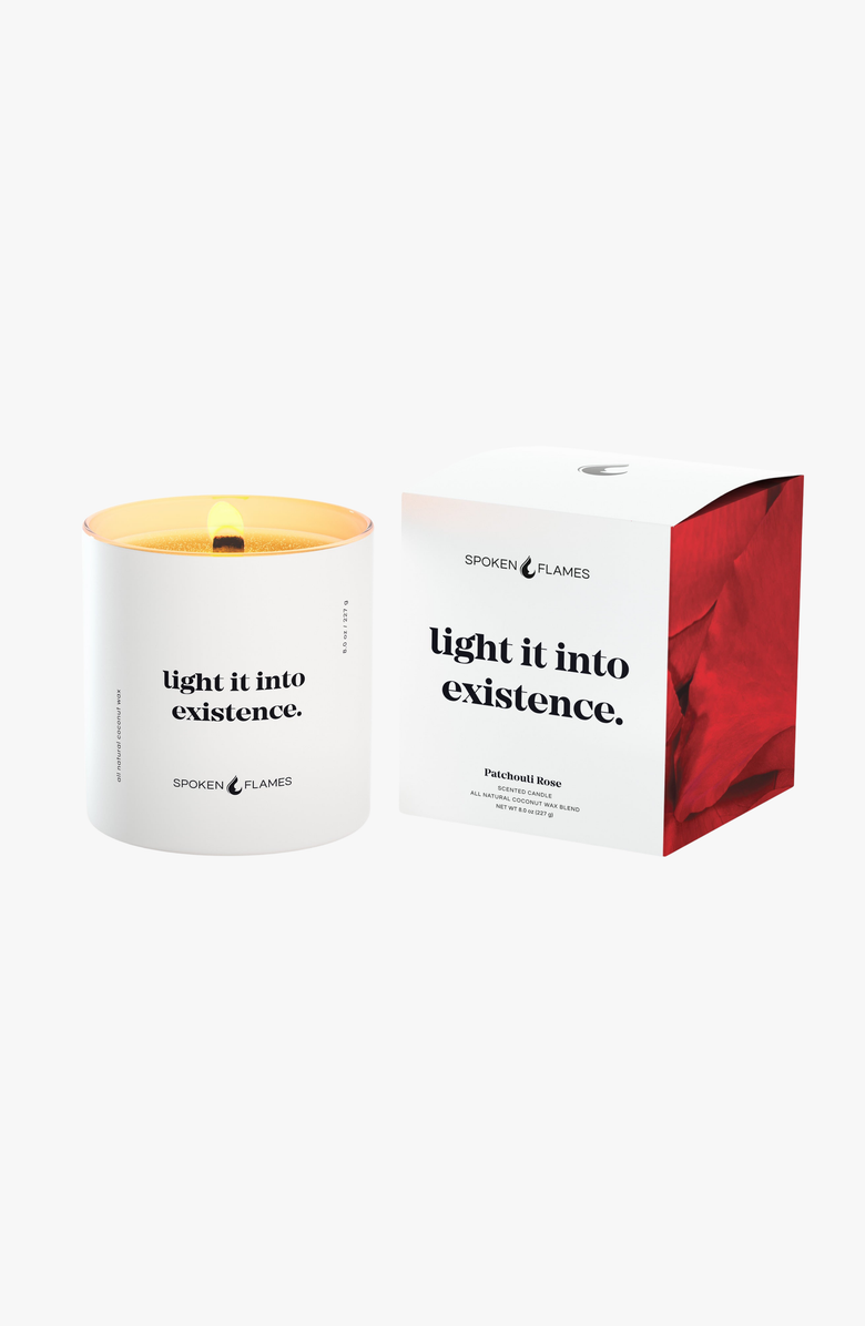 Spoken Flames Light It Into Existence Candle, Alternate, color, White Container