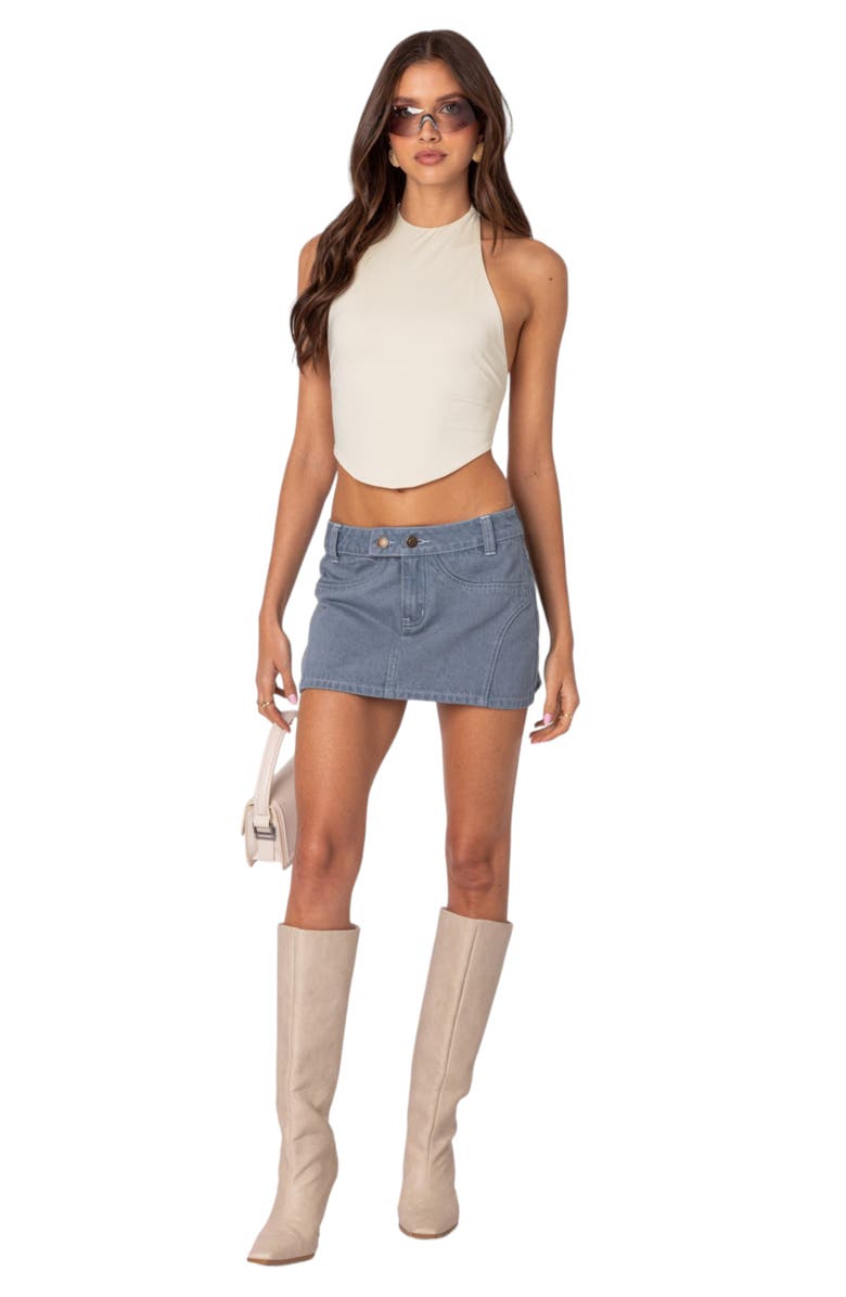 EDIKTED Louisa Denim Miniskirt, Alternate, color, 