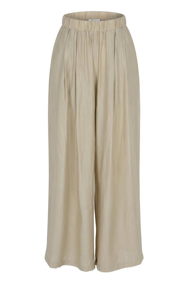 Elastic Waist Flowing Wide Leg Pants, Alternate, color, Beige