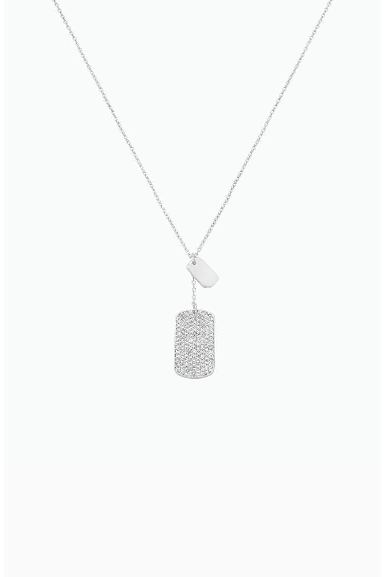 18k Gold Plated Sterling Silver Tag Pendant Necklace Gift Idea, Main, color, Silver