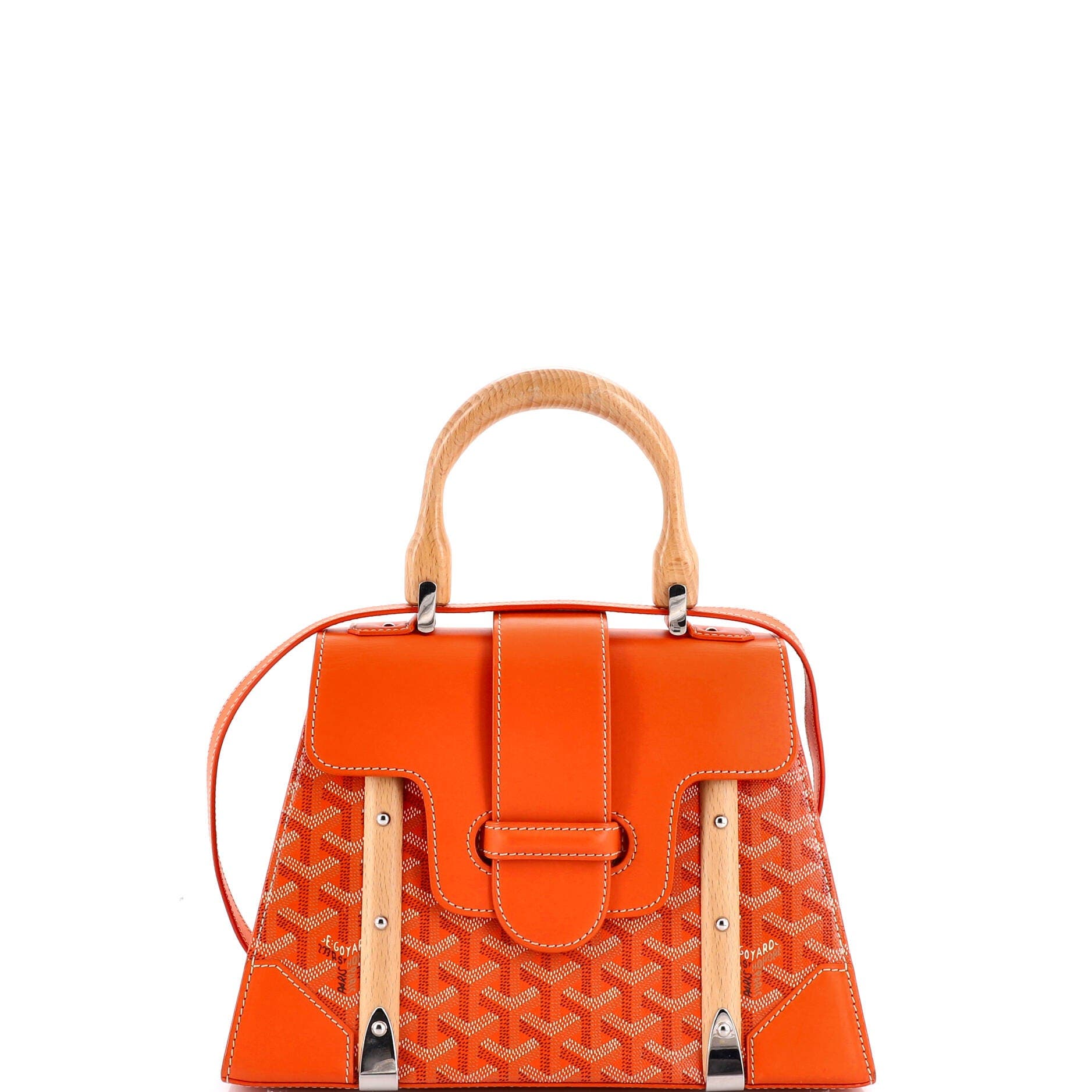 Pre-Owned Goyard Saigon Top Handle Bag Coated Canvas with Leather PM, Main, color, Orange