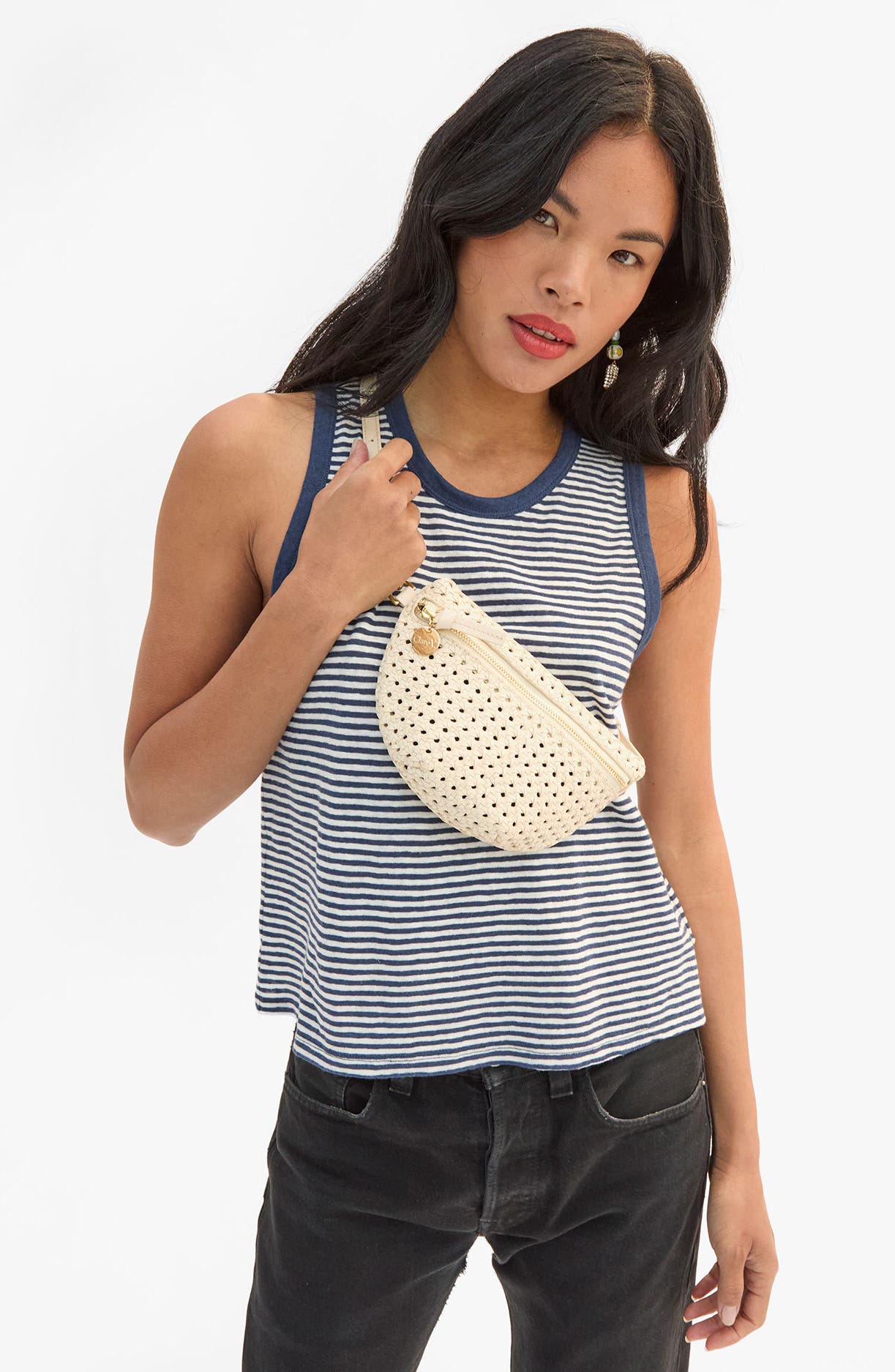 Petite Fanny Rattan Woven Leather Belt Bag, Alternate, color, CREAM