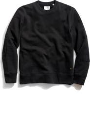 Billy Reid Dover Crewneck Sweatshirt with Leather Elbow Patches