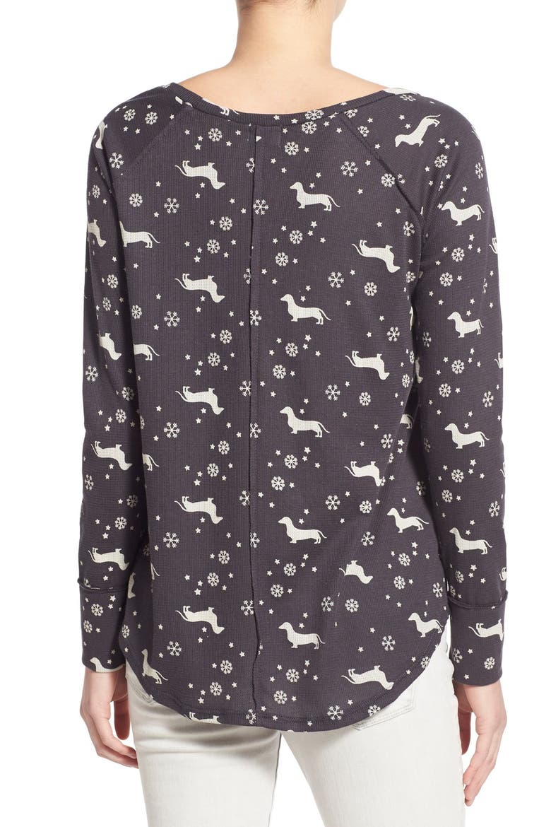 Long Sleeve Thermal Tee, Alternate, color, GREY METEOR DACHSHUNDS