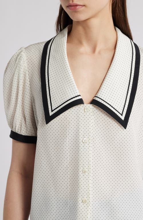 Shop Frame Silk Sailor Button-up Top In Cream Multi