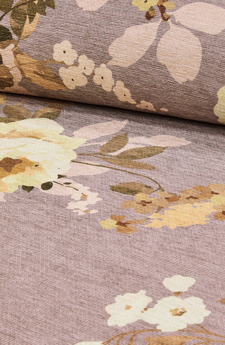 MACKENZIE CHILDS Taupe Wild Rose Washable Rug, Alternate, color, Taupe