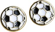 Nickel & Suede Soccer Ball Stud Earrings