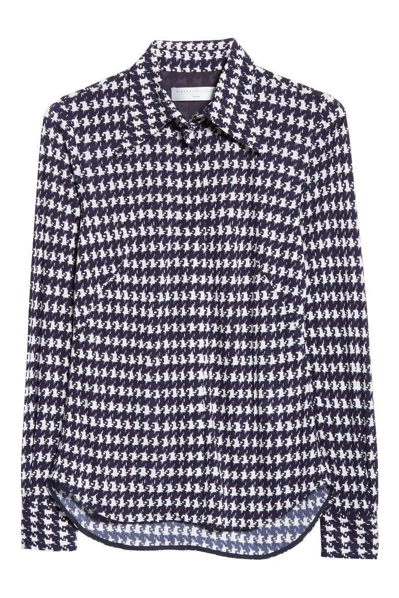 Houndstooth Print Shirt, Alternate, color, NAVY/ OFF WHITE