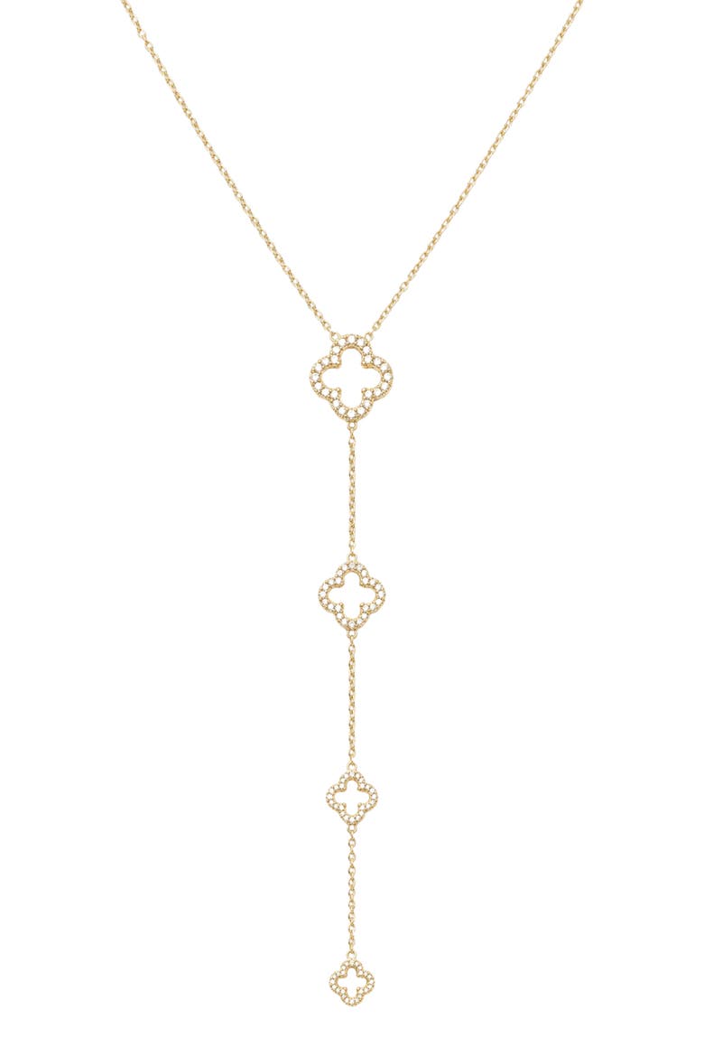 Graduated Pavé Clover Necklace, Main, color, GOLD