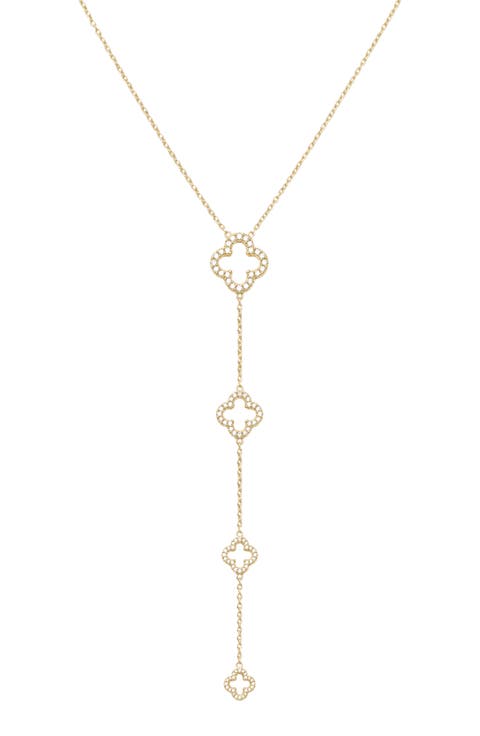 Graduated Pavé Clover Necklace