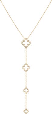 Argento Vivo Sterling Silver Graduated Pavé Clover Necklace
