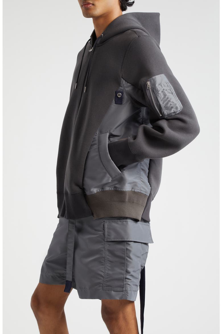 Sponge Sweat Mixed Media Zip Hoodie (Men) | Nordstrom
