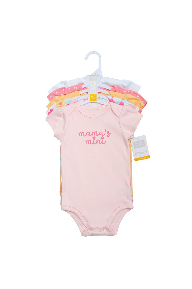 5Pk of Gentle Cotton One-Pieces, Alternate, color, Cheerful Floral Mini