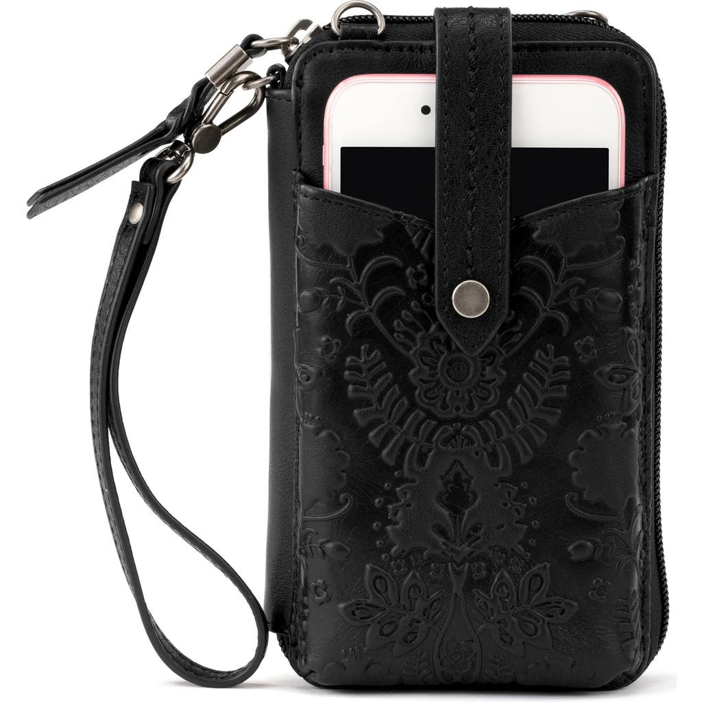 The Sak Silverlake N/s Smartphone Crossbody In Black Floral Emboss