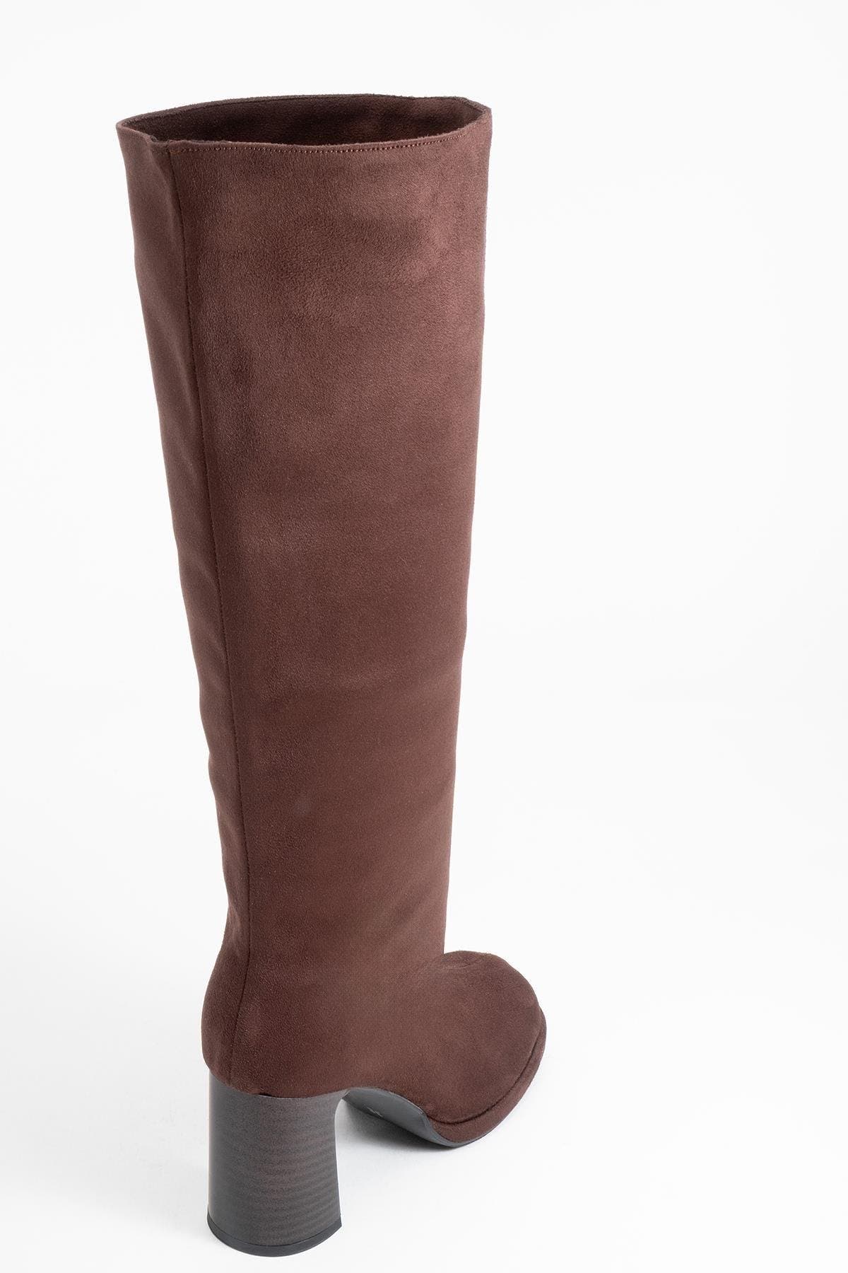 Josette Block Heel Knee High Boot, Alternate, color, Brown Suede Faux Leather