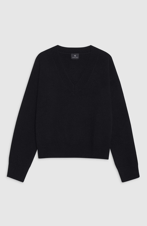 Anine Bing Lee Crew V-neck Sweater In Black