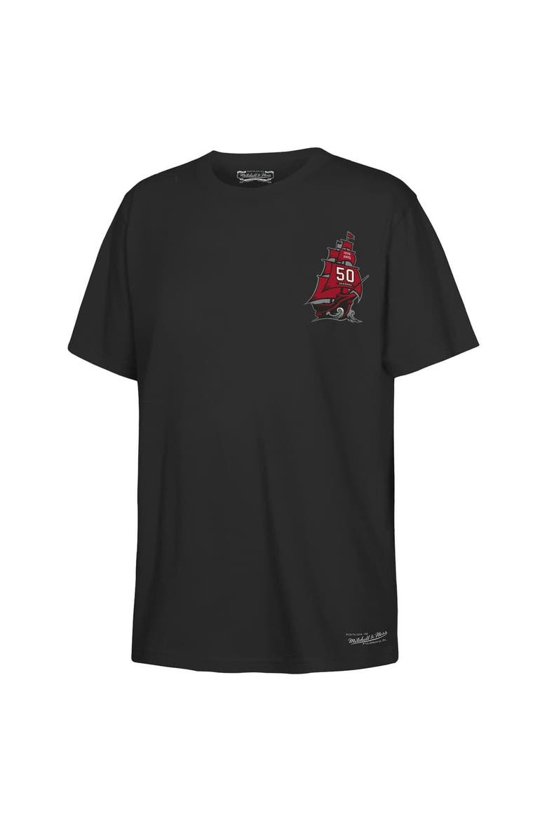 Youth Mitchell & Ness Black Tampa Bay Buccaneers 50th Anniversary Ship & Sword T-Shirt, Alternate, color, Black