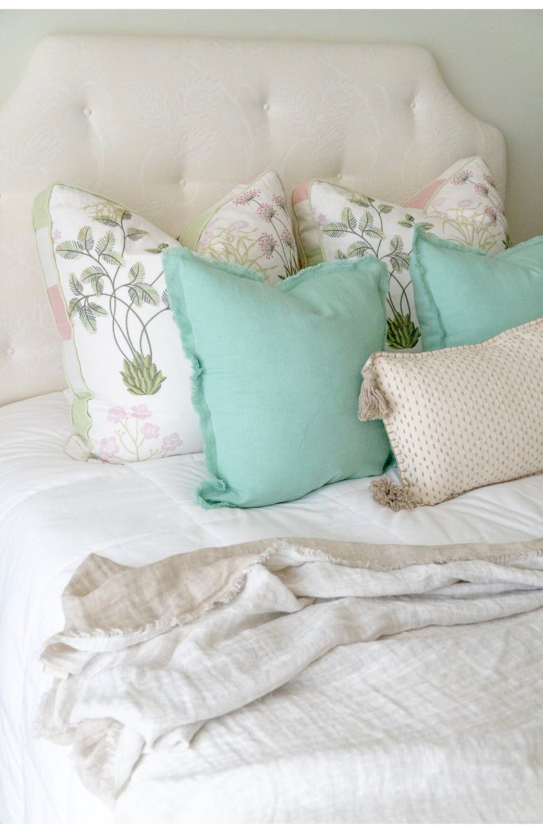 Anaya Mint Green Soft Linen Euro Pillow 26x26 with Down Alternative Insert, Alternate, color,