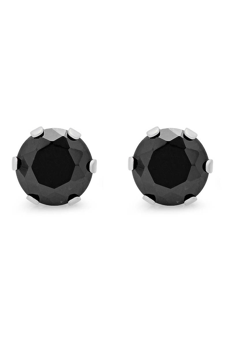 Stainless Steel Black Stone Stud Earrings, Main, color, BLACK