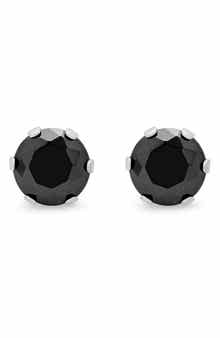 Stainless Steel Black Stone Stud Earrings