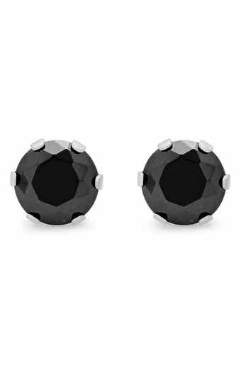 Stainless Steel Black Stone Stud Earrings
