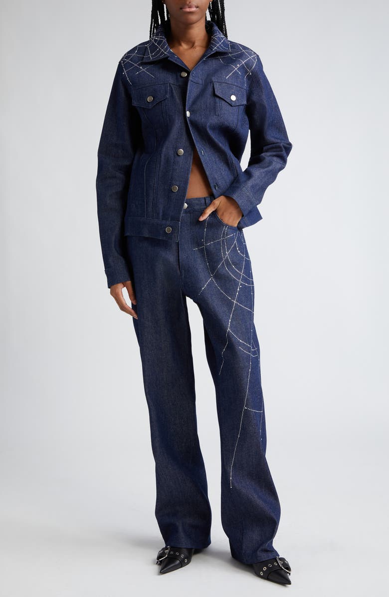 HOUSE OF AAMA Anansi Web Detail Denim Jacket, Alternate, color,