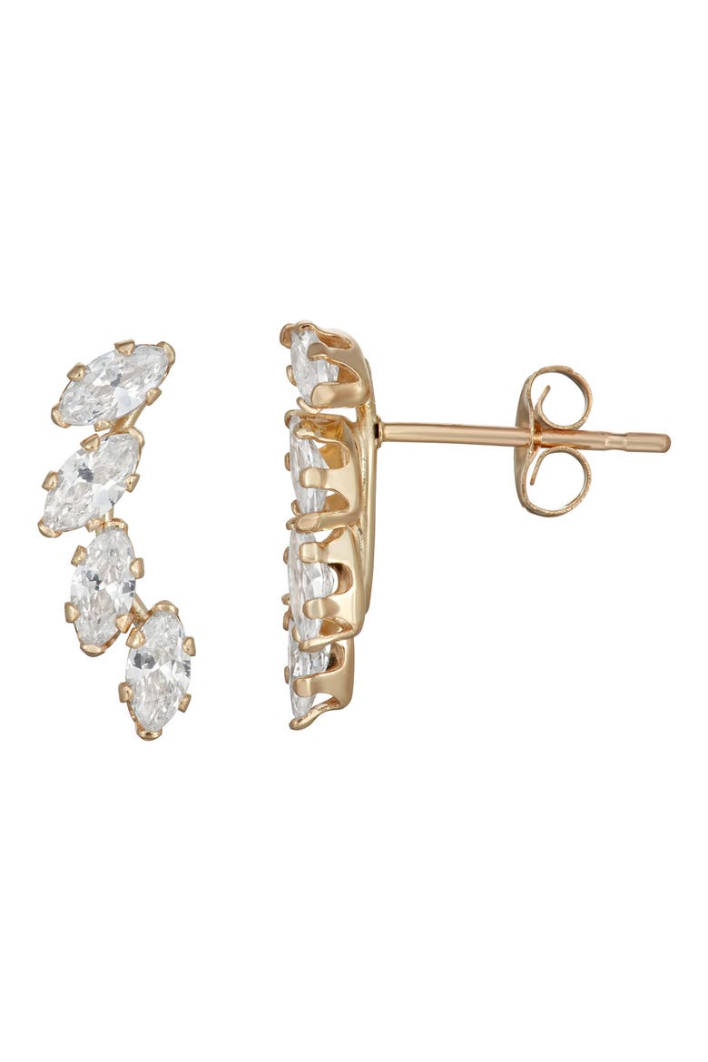10K Yellow Gold Marquise Cubic Zirconia Ear Crawlers, Main, color, CLEAR