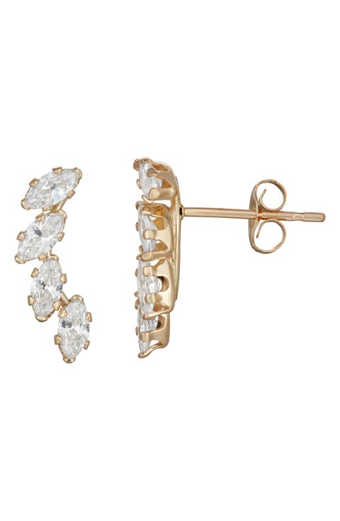10K Yellow Gold Marquise Cubic Zirconia Ear Crawlers