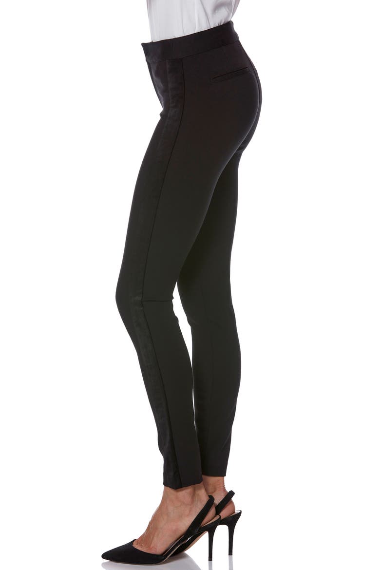 Tereza Velvet Side Stripe Slim Pants, Alternate, color, BLACK