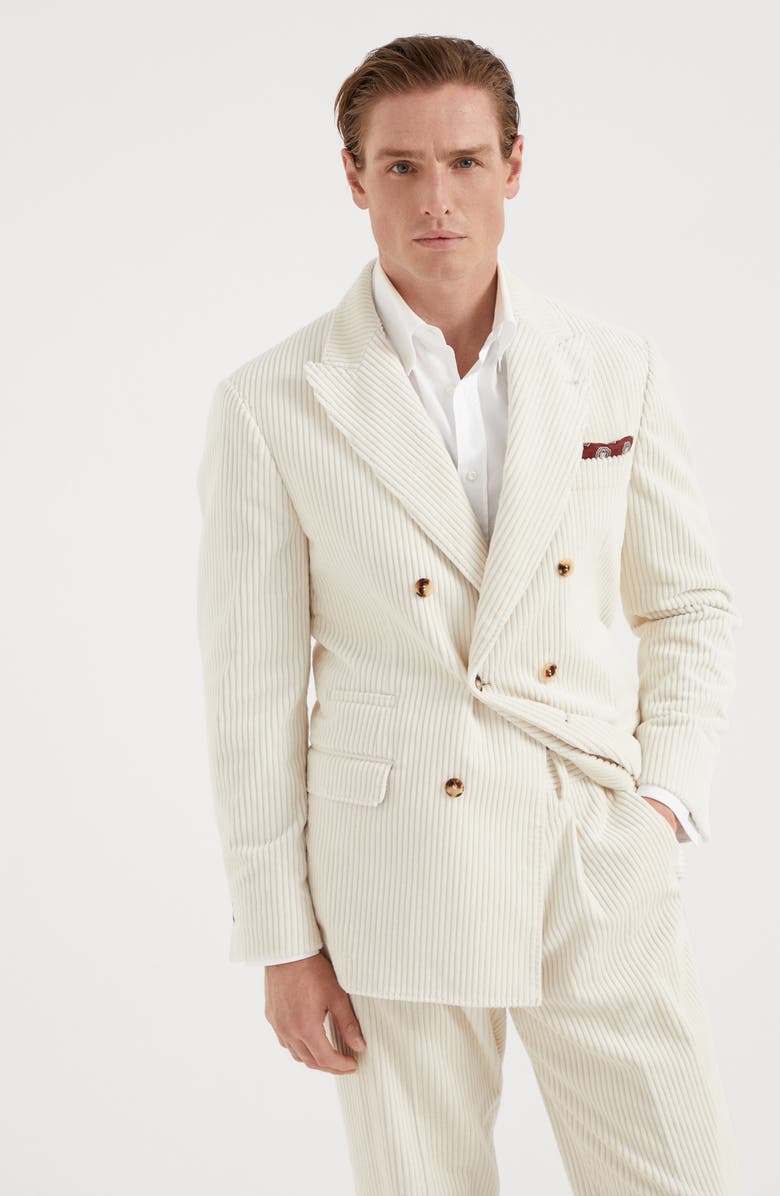 Brunello Cucinelli Cotton wide wale corduroy one-and-a-half breasted deconstructed blazer, Alternate, color, 